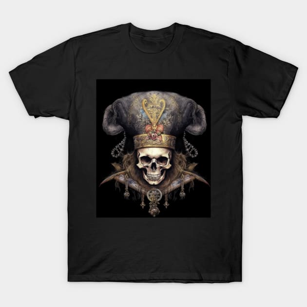 Baroque Pirate Skull: A Vintage Treasure T-Shirt by UnplainShirt